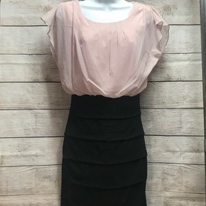 Enfocus studio pink with gold dots and black dress